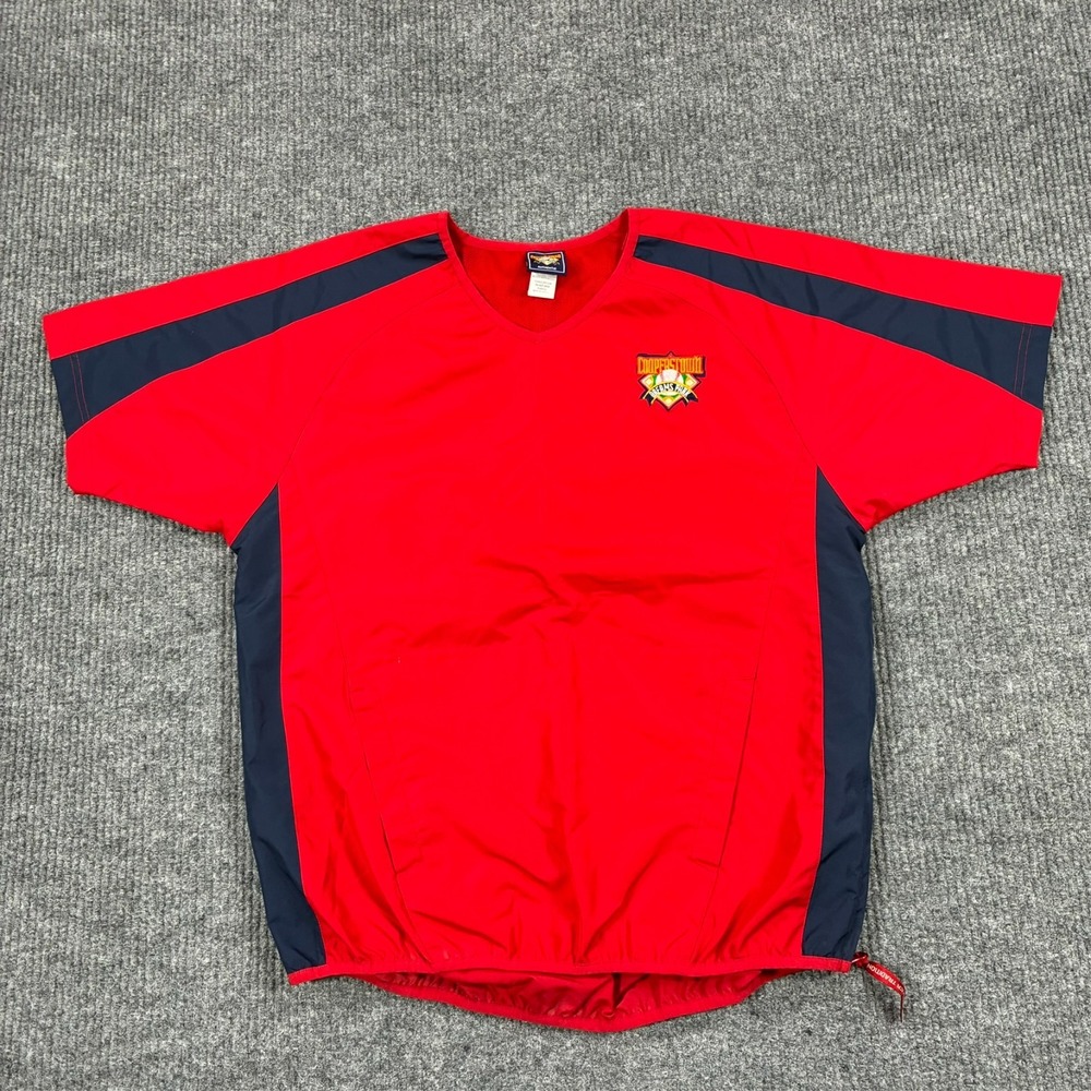 Cooperstown Dreams Park Baseball Pullover Shirt Mens Small Red Navy Authentic